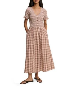 Nobody's Child Eliza Smocked Gingham Maxi Dress - Natural