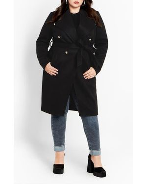 City Chic Callie Belted Coat - Black