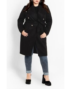 City Chic Callie Belted Coat - Black