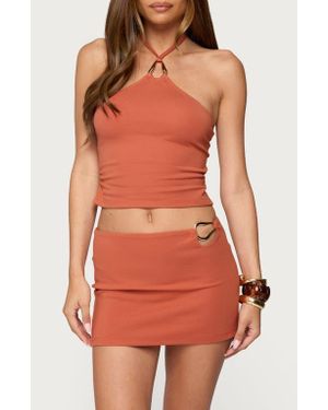 Edikted Elmer Abstract Ring Halter Top - Red