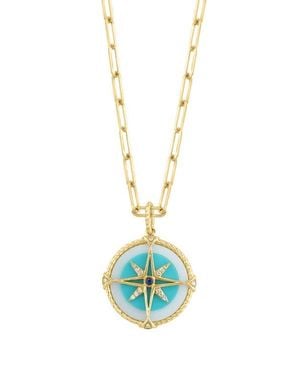 Effy 14K Diamond, Agate,Sapphire, Pendant - Blue