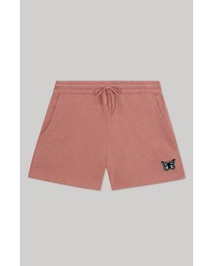 Alix Butterfly Midweight Washed Fleece Shorts - Pink