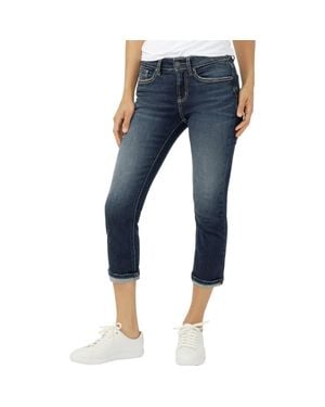 Silver Jeans Co. Suki Curvy Mid Rise Capri Jeans - Blue