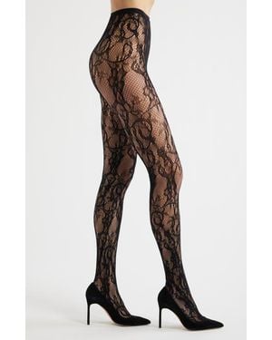 High Heel Jungle Lace Spell Tights - Blue