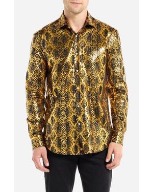 Opposuits Shiny Snakeskin Button-Up Shirt - Metallic