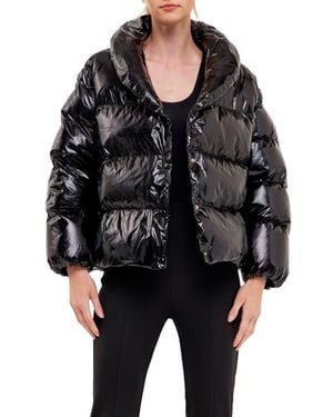 Endless Rose Belted Puffer Jacket - Black