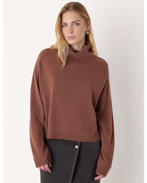 Whistles Wool Cowl Neck Knit Sweater - Brown