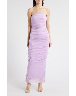 Jump Apparel Glitter Strapless Ruched Dress - Purple