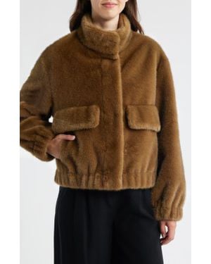 Sam Edelman Faux Fur Bomber Jacket - Brown