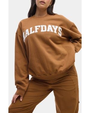 Halfdays Cotton Graphic Sweatshirt - Brown