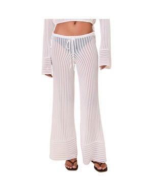 Solid & Striped The Athena Sheer Stripe Wide Leg Cover-Up Pants - Pink