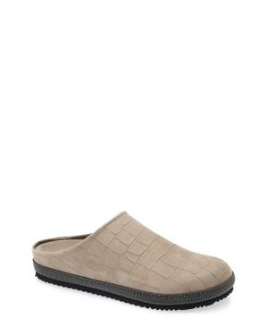 Brunello Cucinelli Croc Embossed Suede Slipper - Gray