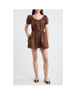 Damson Madder Jayne Organic Cotton Minidress - Brown