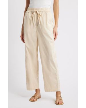 Caslon Stretch Cotton Drawstring Ankle Pants - Natural