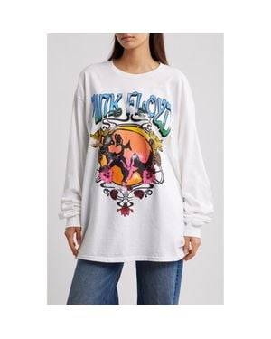 Merch Traffic Floyd Long Sleeve Cotton Graphic T-Shirt - White