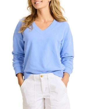 Tommy Bahama Marina Del Mar Cotton V-Neck Sweatshirt - Blue
