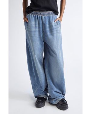 Alexander Wang Elastic Waist Brushed Denim Sweatpants - Blue