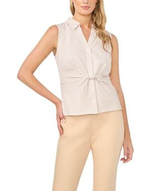 Halogen® Twist Front Sleeveless Button-Up Shirt - White