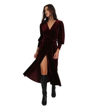 Belle & Bloom Current Mood Velvet Wrap Dress - Black