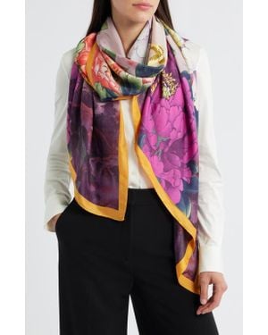 Tasha Floral Print Scarf - Black