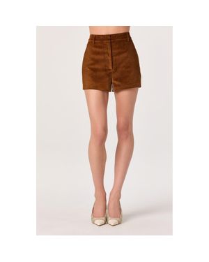 Astr High Waist Corduroy Shorts - Brown