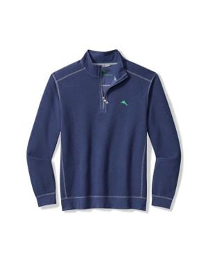 Tommy Bahama Montego Bay Textured Cotton & Lyocell Half Zip Pullover - Blue