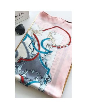 SILKSILKY Pure Mulberry Silk Printed Square Shawl Scarf - Pink