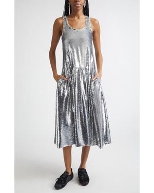 Simone Rocha Tapered Back Flounce Sequin Dress - Metallic