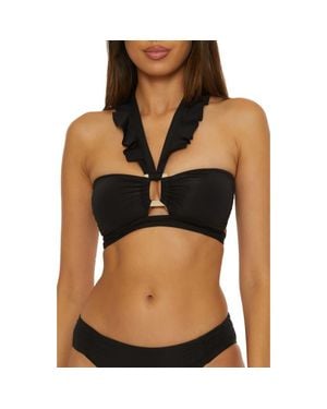 SOLUNA Buckle Up Bandeau Bikini Top - Black