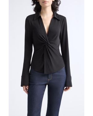 Cinq À Sept Mckenna Twist Front Jersey Shirt - Black