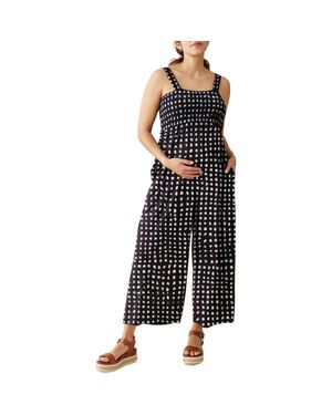Ingrid & Isabel Smocked Bodice Wide Leg Maternity Jumpsuit - Black
