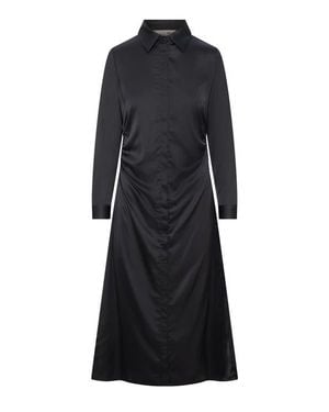 Coco de la Mour Satin Side Gathered Button Front Shirt Dress - Black