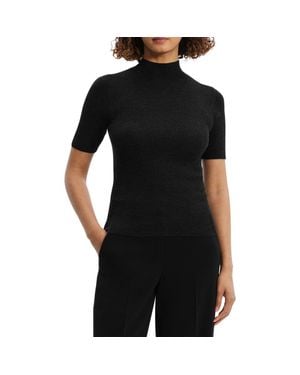 Theory Leenda Merino Wool Mock Neck Sweater - Black