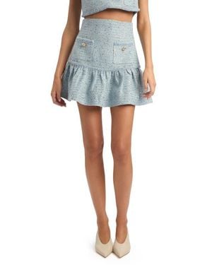 Bardot Elina Sequin Bouclé Miniskirt - Blue