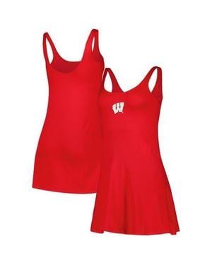 ZooZatZ Wisconsin Badgers Logo Scoop Neck Dress - Red