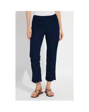 Lyssé Billie Eyelet Pull-On High Waist Crop Straight Leg Jeans - Blue