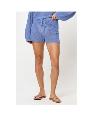 LSPACE Island Time Open Knit Cover-Up Shorts - Blue