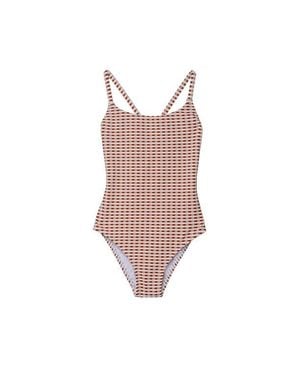 Gottex Kids Forever Gingham Textured Criss Cross Back Adjustable One Piece - Brown