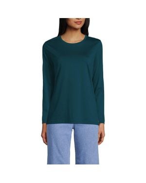 Lands' End Supima Cotton Long Sleeve Crewneck T-Shirt - Green