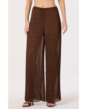 Astr Janesa Plissé Wide Leg Pants - Brown