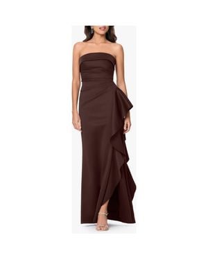 Xscape Evenings Ruffle Strapless Scuba Crepe Gown - Red