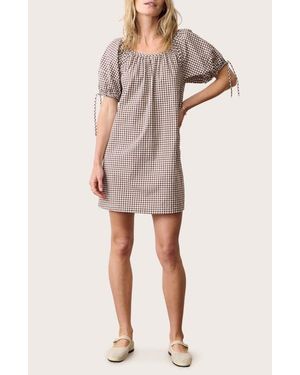 Marine Layer Aleca Gingham Pima Cotton Minidress - Natural