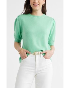 Caslon Puff Sleeve Wool & Cashmere Sweater - Green