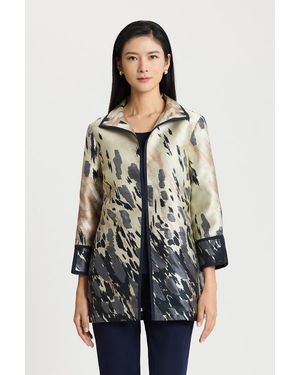 Ming Wang Abstract Animal Print Woven Jacket - Blue