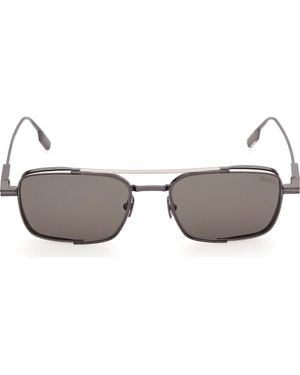 ZEGNA 54Mm Rectangular Sunglasses - Gray