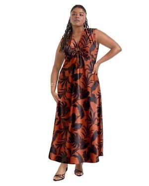 June + Vie Empire Waist Midi Dress - Red