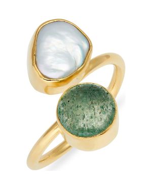 Kiara by Ki-Ele Pearl & Quartz Wrap Ring - Green