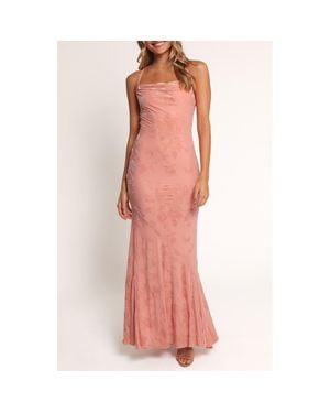 Petal & Pup Floral Velvet Burnout Maxi Dress - Pink