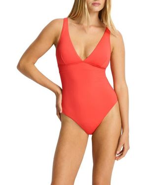 Sea Level Longline Tie Back One-Piece Swimsuit - Red