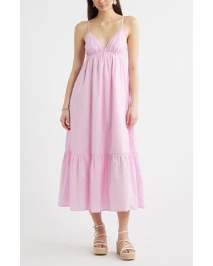BP. Ruffle Hem Cotton Maxi Dress - Pink
